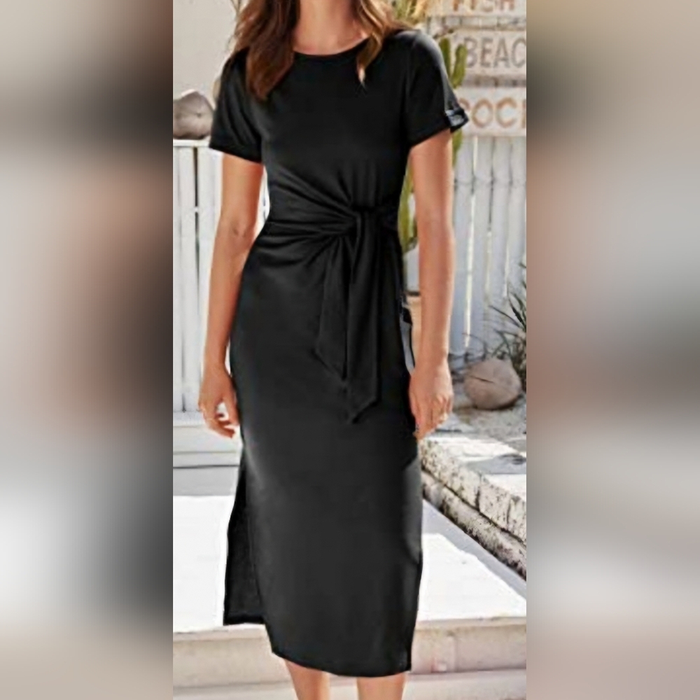 NWT Anrabess Black XL Black Tie-Front Dress